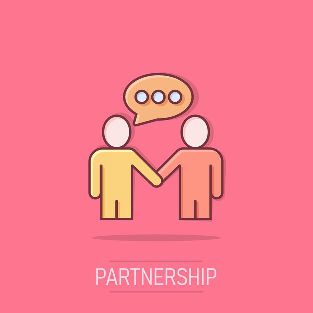 Icono de gesto de saludo en estilo cómico Gente apretando la mano ilustración vectorial de dibujos animados en fondo aislado Concepto de negocio de efecto salpicadura de apretón de mano
