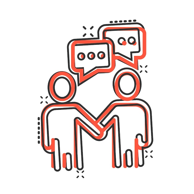 Icono de gesto de saludo en estilo cómico Gente apretando la mano ilustración vectorial de dibujos animados en fondo blanco aislado Concepto de negocio de efecto salpicadura de apretón de mano