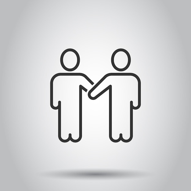Icono de gesto de saludos en estilo plano Ilustración de vector de apretón de manos de personas sobre fondo blanco aislado Concepto de negocio de apretón de manos
