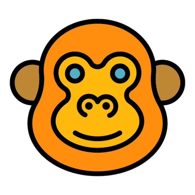 Icono de gibón africano Contorno de ícono vectorial de gigón africano Color plano aislado