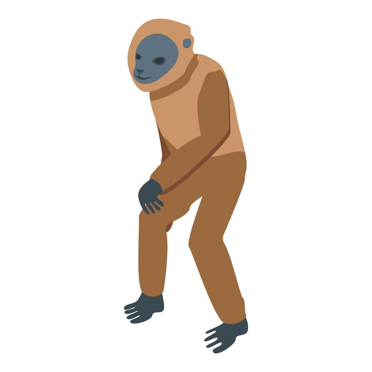 Vector icono de gibón salvaje isométrico del icono de vector de gibón salvaje para diseño web aislado sobre fondo blanco