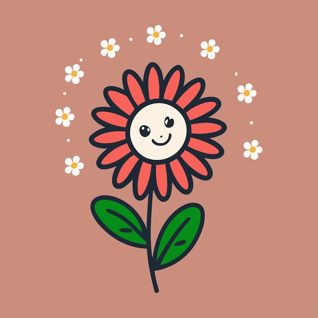 Icono de girasol aislado en fondo blanco linda ilustración vectorial de personaje de dibujos animados