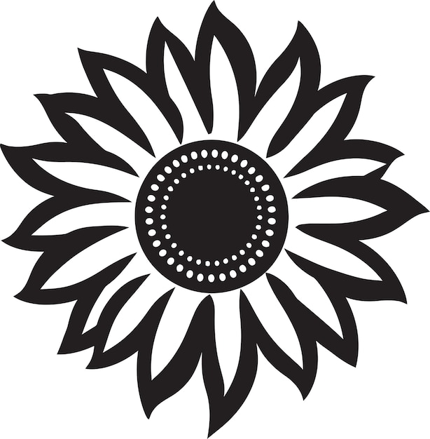 El icono del girasol de pétalos dorados, la flor radiante, el logotipo de girasol