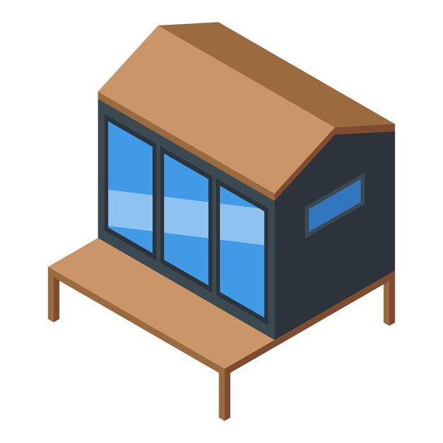 Icono de glamping de playa vector isométrico Tienda de naturaleza Salón moderno