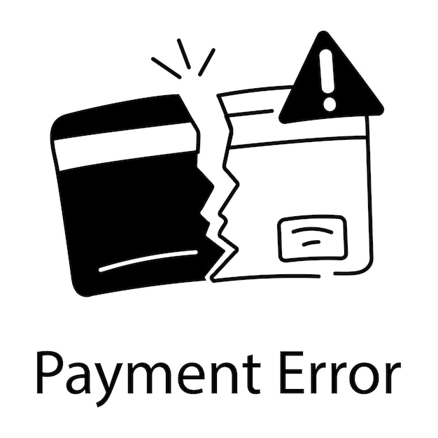 Vector un icono de glifo bien diseñado que representa un error de pago