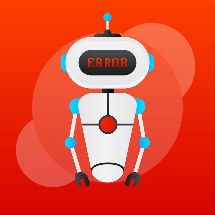 Vector icono de glifo de chatbot de error símbolo de silueta talkbot con error en el bocadillo error bot