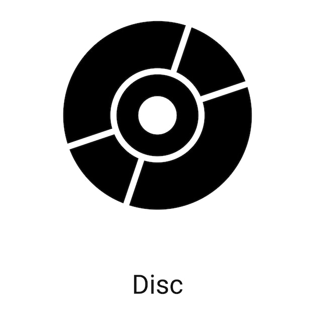 Ícono de glifo de disco CD aislado en fondo blanco