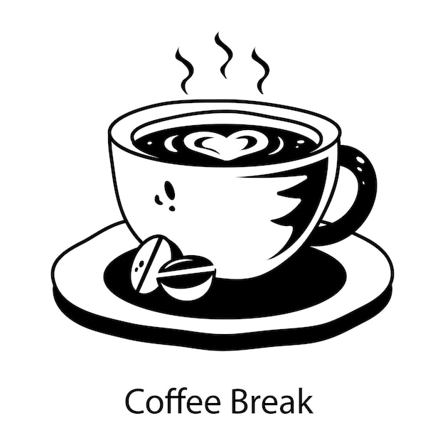 Icono de glifo editable de una pausa para el café