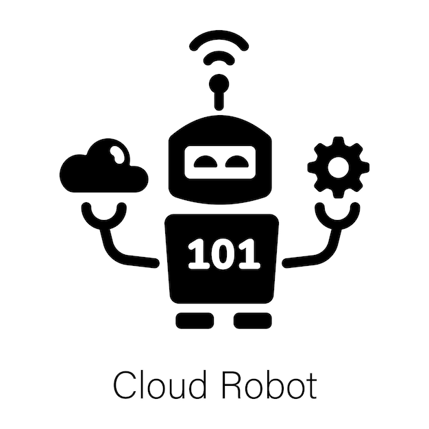 Icono de glifo editable del robot en la nube