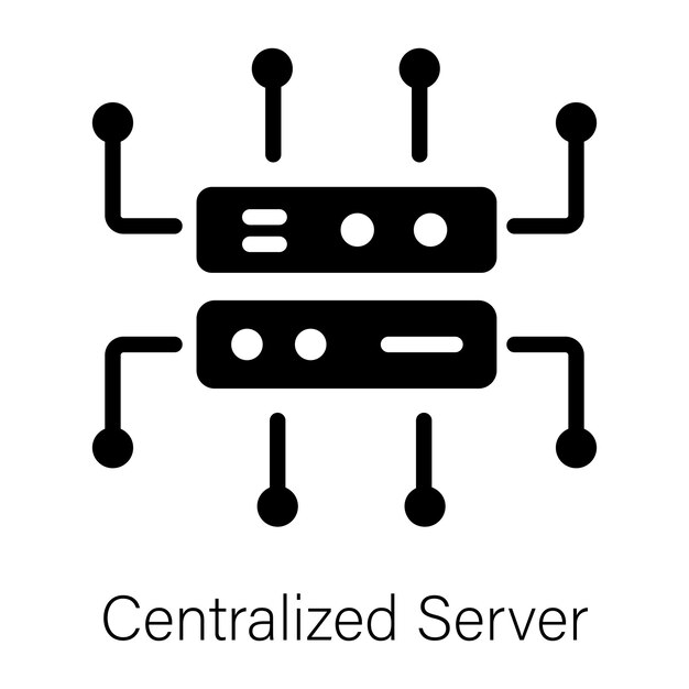 Icono de glifo editable de un servidor centralizado