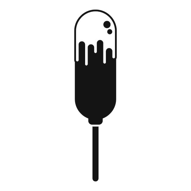Icono de glifo negro de un helado que se derrite en un palo con glaseado goteando hacia abajo