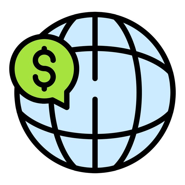 Icono global de dinero de resultado Contorno Icono de vector global de dinero de resultado para diseño web aislado en color plano de fondo blanco