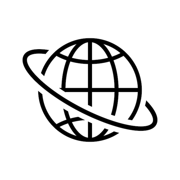 Ícono global del mundo Vector negro