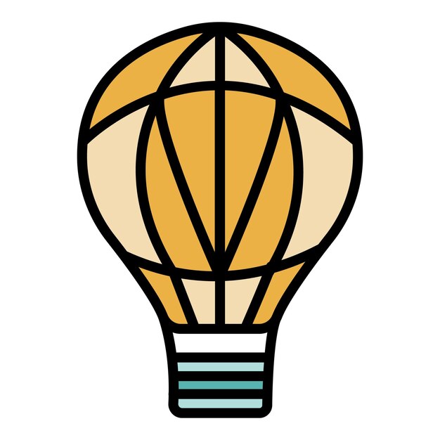 Icono de globo aerostático Contorno globo aerostático vector icono color plano aislado