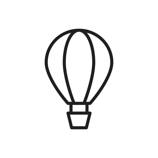 Icono de globo de aire caliente Arte plano en blanco y negro aislado