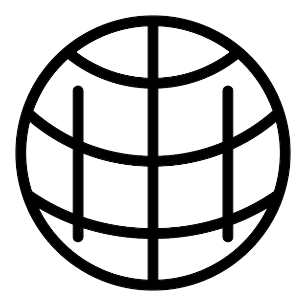 Ícono de globo de arte de línea minimalista que representa el negocio global y el comercio internacional