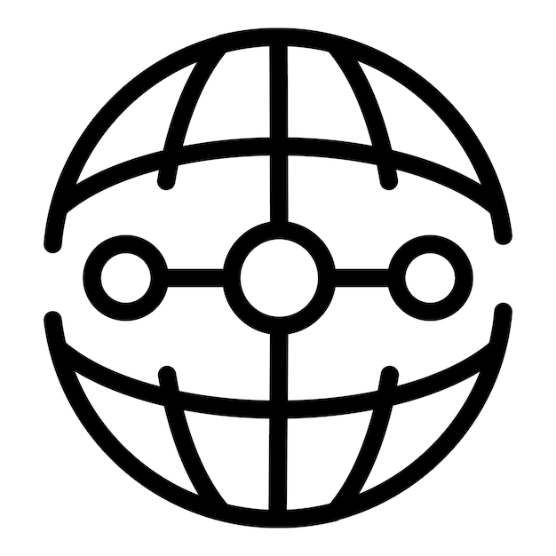 Icono de globo de código Icono de vector de globo de código de esquema para diseño web aislado sobre fondo blanco