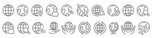 icono del globo conjunto de iconos del globo
