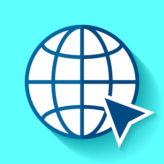 Icono de globo en estilo plano www y cursor elemento de sitio web de diseño vectorial para sus proyectos comerciales