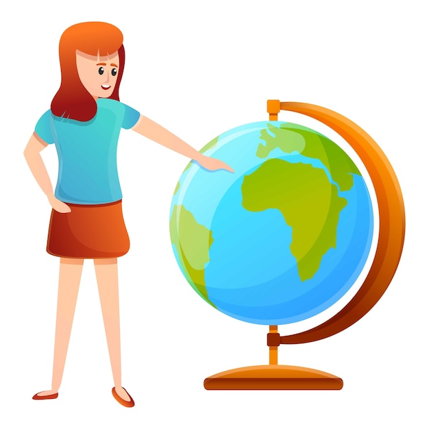 Icono del globo de la lección de la niña Icono vectorial del globo del lección de las niñas para el diseño web aislado sobre fondo blanco