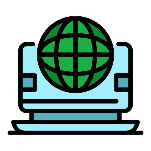 Icono del globo del monitor Contorno del globo de monitoreo Icono del vector del color plano aislado