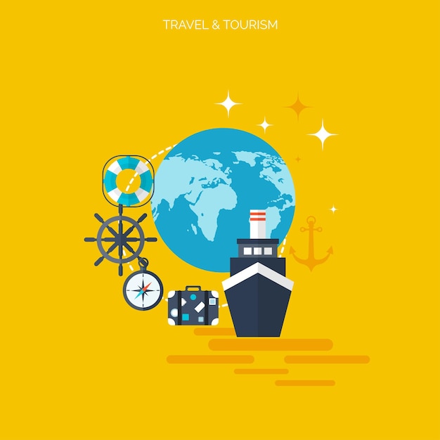 Icono de globo mundo concepto de viaje fondo íconos planos turismo vacaciones vacaciones mar océano tierra aire