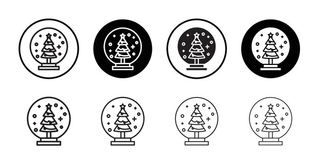 Icono de globo de nieve Colección de arte de líneas delgadas