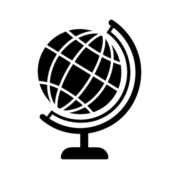 Icono de globo simple con líneas geométricas y soporte