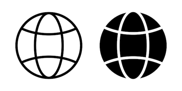 El icono del globo vectorial establece los símbolos del globo