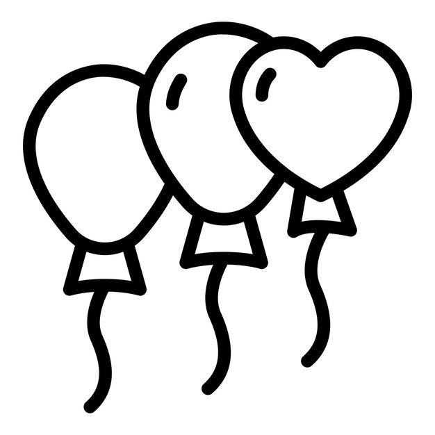 Icono de globos de bodas Icono vectorial de globo de bodas para el diseño web aislado sobre fondo blanco