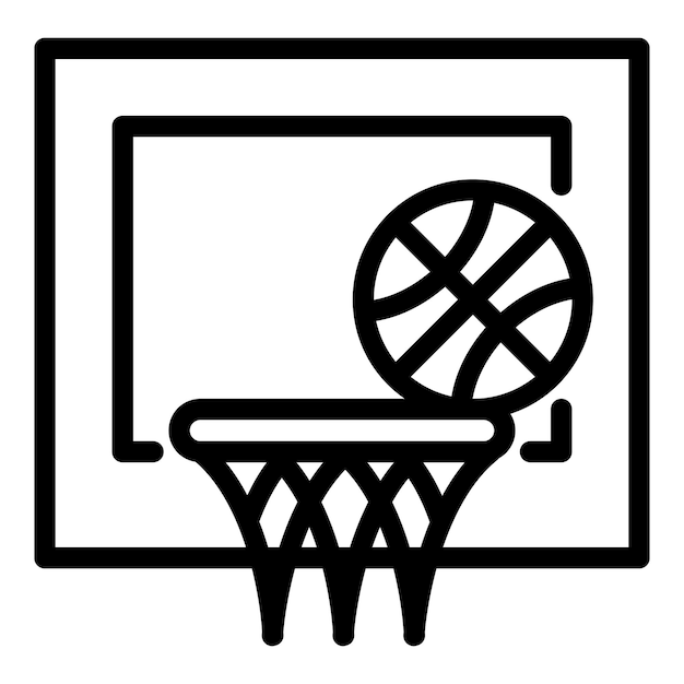Icono de gol de tiro de baloncesto Contorno Icono de vector de gol de tiro de baloncesto para diseño web aislado sobre fondo blanco