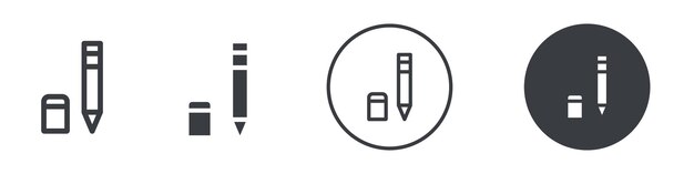 Icono de goma de borrar y lápiz Contorno del logotipo vectorial