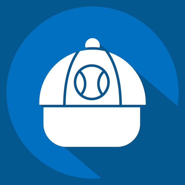 Icono de gorra de béisbol relacionado con el símbolo de béisbal estilo de sombra larga diseño simple editable