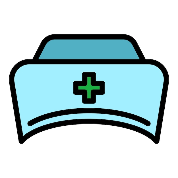 Icono de la gorra de la enfermera médica Contorno del icono vectorial de la Gorra de la enfermería médica Color plano aislado