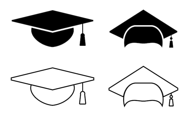 Icono de la gorra de graduación La gorra negra del estudiante de graduación y el diploma