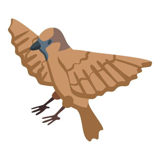 Icono de gorrión marrón vector isométrico Vuelo animal Pluma masculina