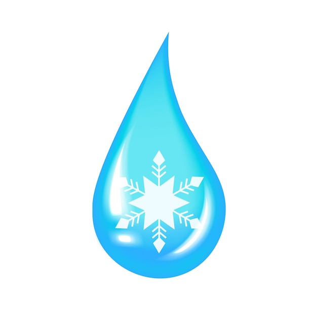 Icono de gota de agua con copo de nieve Agua fría