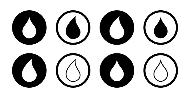Icono de gota de agua establecido en color negro Colección de iconos de gotas de agua en el logotipo del círculo