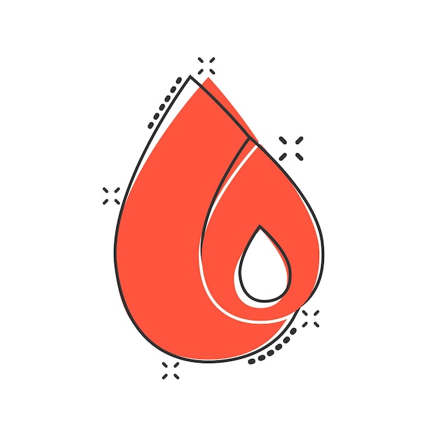 Icono de gota de agua en estilo cómic Ilustración de vector de dibujos animados de Blob sobre fondo blanco aislado Concepto de negocio de signo de efecto de salpicadura de gota de agua