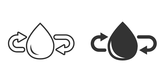 Icono de gota de agua en estilo plano Ilustración de vector de gota sobre fondo blanco aislado Concepto de negocio de signo de reciclaje