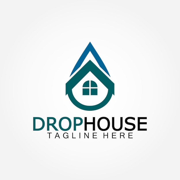 Icono de gota de agua y hogar de la casa para el diseño del logotipo del servicio doméstico de plomería
