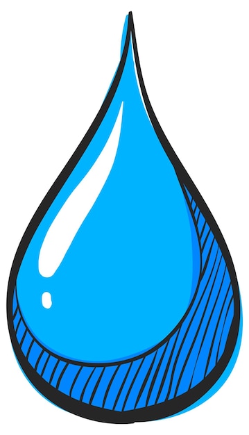 Icono de gota de agua en la ilustración de vector de color dibujado a mano