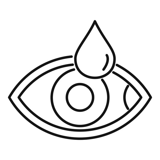 Icono de gota para los ojos Icono de vector de gota para los ojos de contorno para diseño web aislado sobre fondo blanco