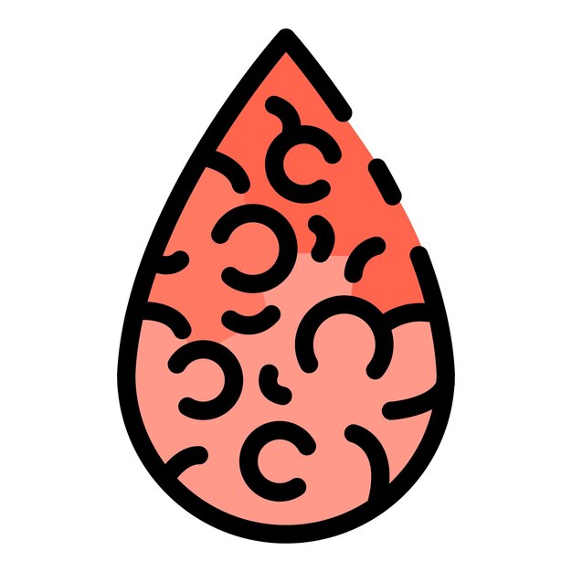 Icono de la gota de sangre Contorno del vector de la gote de sangre Icono de color plano aislado