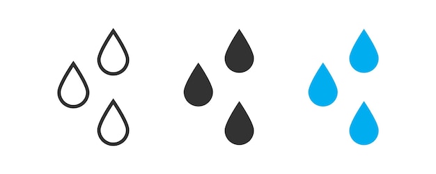 Icono de gota Signos de agua Símbolo de lluvia Símbolos de aceite Iconos de gotas líquidas Color azul negro Vector signo aislado