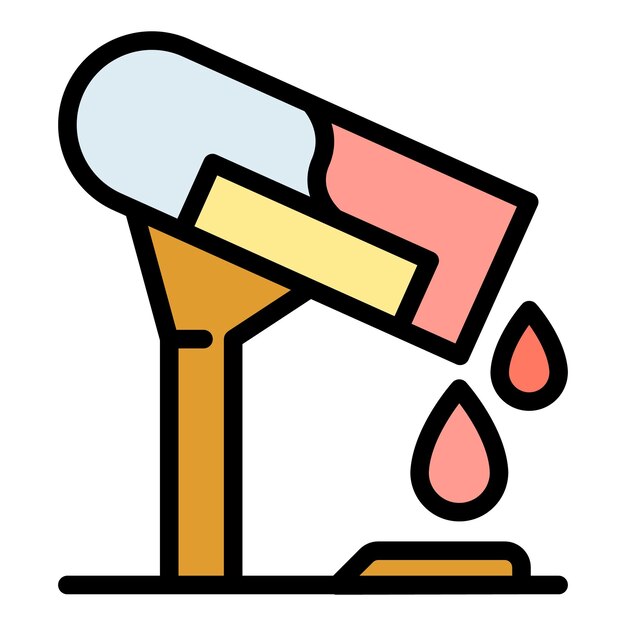 El icono de las gotas de sangre del tubo de ensayo El contorno de las gotes de sangre del tubo de ensayo Icono del vector El color es plano y aislado