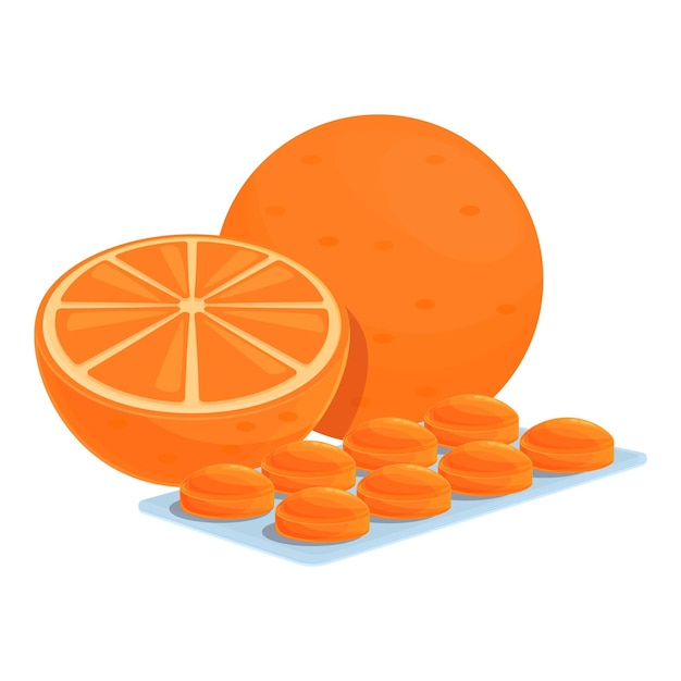 Icono de gotas para la tos naranja Caricatura de icono de vector de gotas para la tos naranja para diseño web aislado sobre fondo blanco