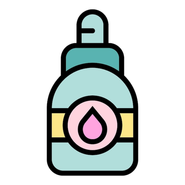 El icono del gotero de la piel de la cara es el vector de contorno del cuidado cosmético. El color del producto de la célula es plano.