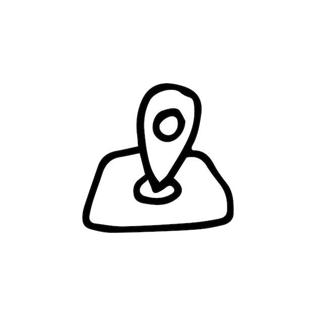 Icono de gps de doodle handdrawn. boceto negro dibujado a mano. símbolo de signo. elemento de decoración. fondo blanco. aislado. diseño plano. ilustración vectorial.