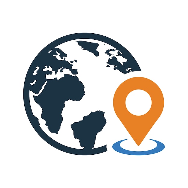 Icono de GPS del planeta Tierra Diseño vectorial editable simple aislado en un fondo blanco